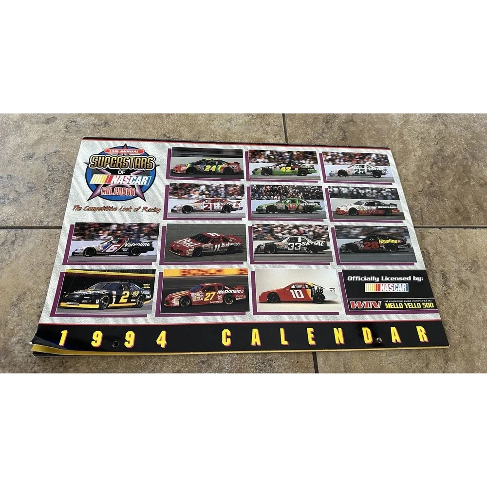1994 superstars of NASCAR calendar.  Mark Martin, Bill Elliott, Ken Schrader.